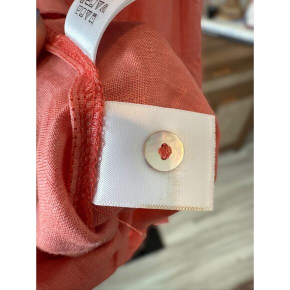 C&C California 100% Linen Sleeveless Tiered Mini Dress Coral Womens Size Small - Picture 10 of 10